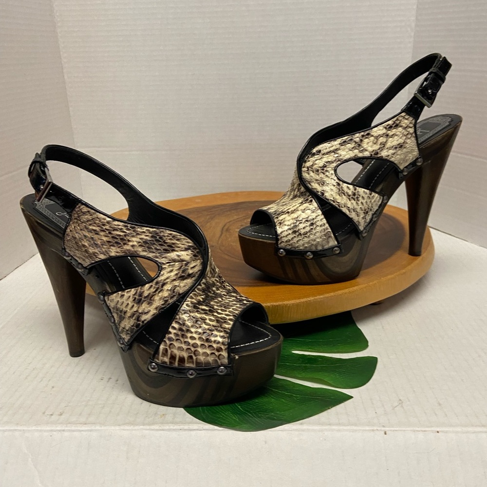 DIOR Snakeskin Caged Wooden Heels